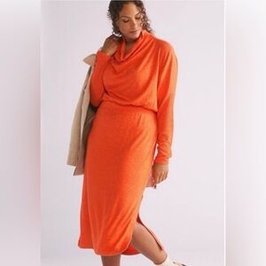 Daily Practice by Anthropologie Draped Cowl Neck Midi Dress Size Large EUC